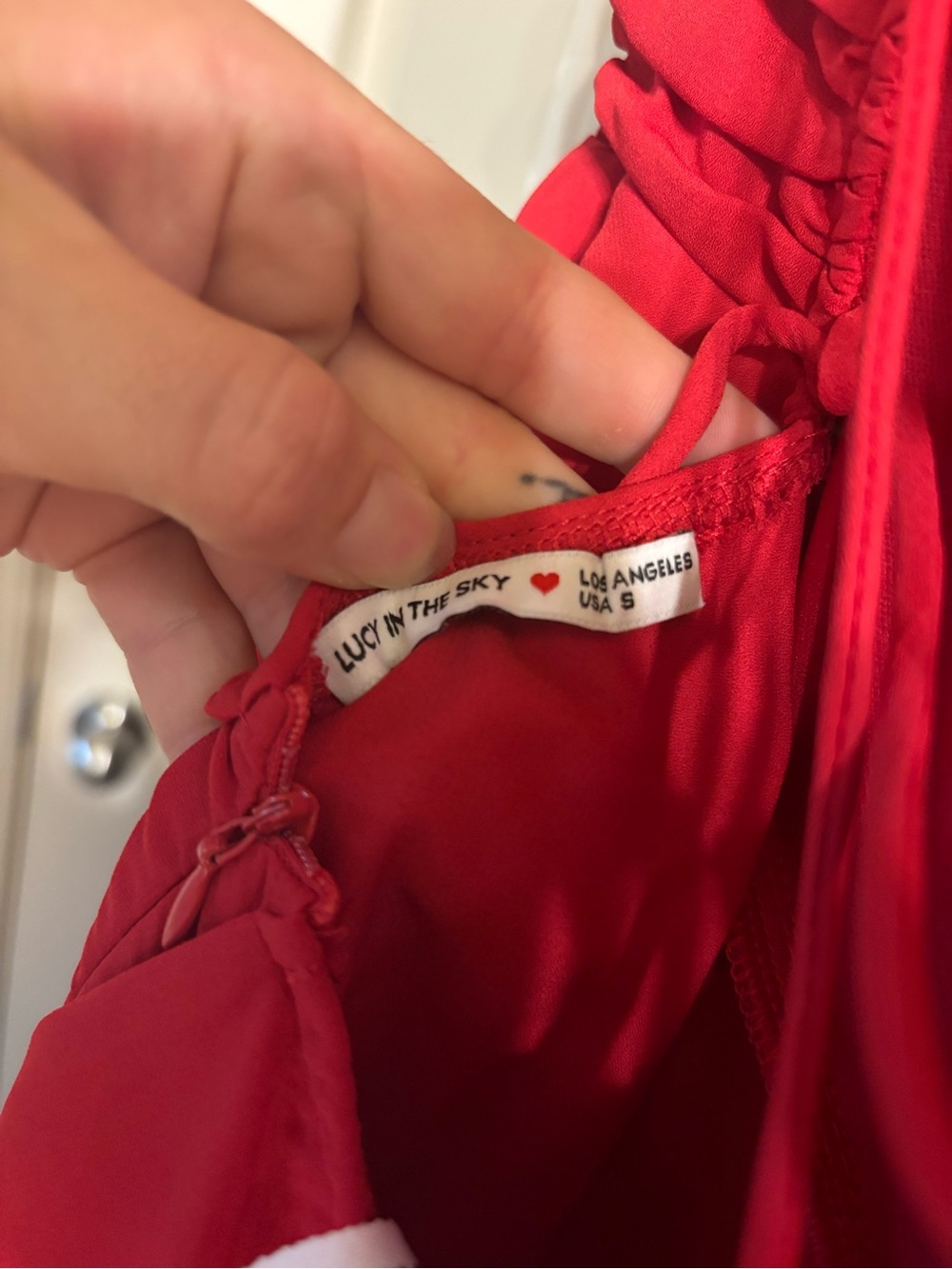 Lucy in the Sky Strapless Red High-Low Ruffle Dress - Picture 5 of 5